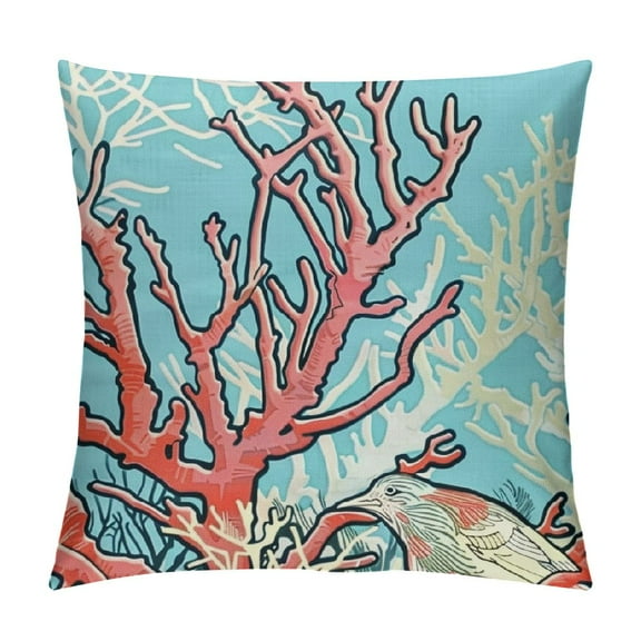 Qinduosi Nautical Coral Throw Pillow Covers Inch Beach Starfish Pillow Covers Farmhouse Ocean Outdoor Pillowcases Linen Cushion Covers for Couch Sofa Bed Decor (Pack of )