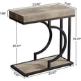 thumbnail image 5 of Christmas C Shaped Narrow Side Table, Metal Frame Sofa Table Multipurpose Small Space Chairside Table Sturdy Bedside Table For Living Room, Bedroom, Gray+Black, 5 of 8