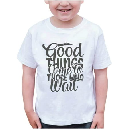 

7 ate 9 Apparel Kids Hunting Shirts - Good Things Come to Those Who Wait White T-Shirt 4T