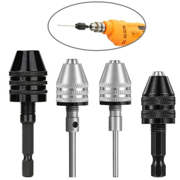 4 Pieces Keyless Drill Chuck 1/4, 1/8, 1/16 Inch Hex and Round Shanks Small Drill Chuck Change Adapter - Home Improvement.