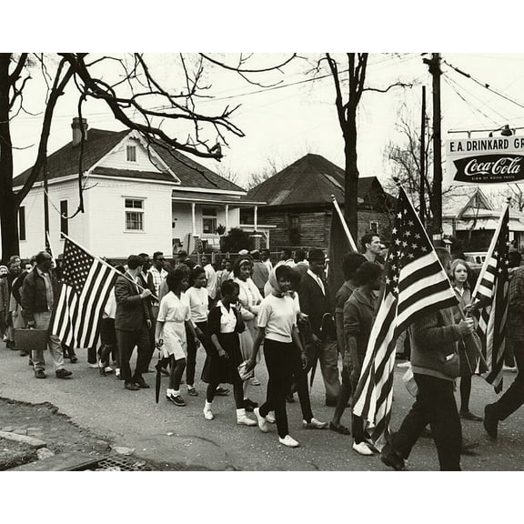Selma to Montgomery Civil Rights March 1965 Style - A - 12x18 Inch Laminated Aviation Poster - Stunning Detail and Bold Colors