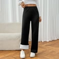 thumbnail image 3 of Women's Shearling-Lined Fleece Wide-Leg Thermal Pants for Winter with Thickened Casual Outerwear, Designed for Comfort and Warmth, Perfect for Daily Outings, Holidays, and Cold Weather,Black,L, 3 of 8
