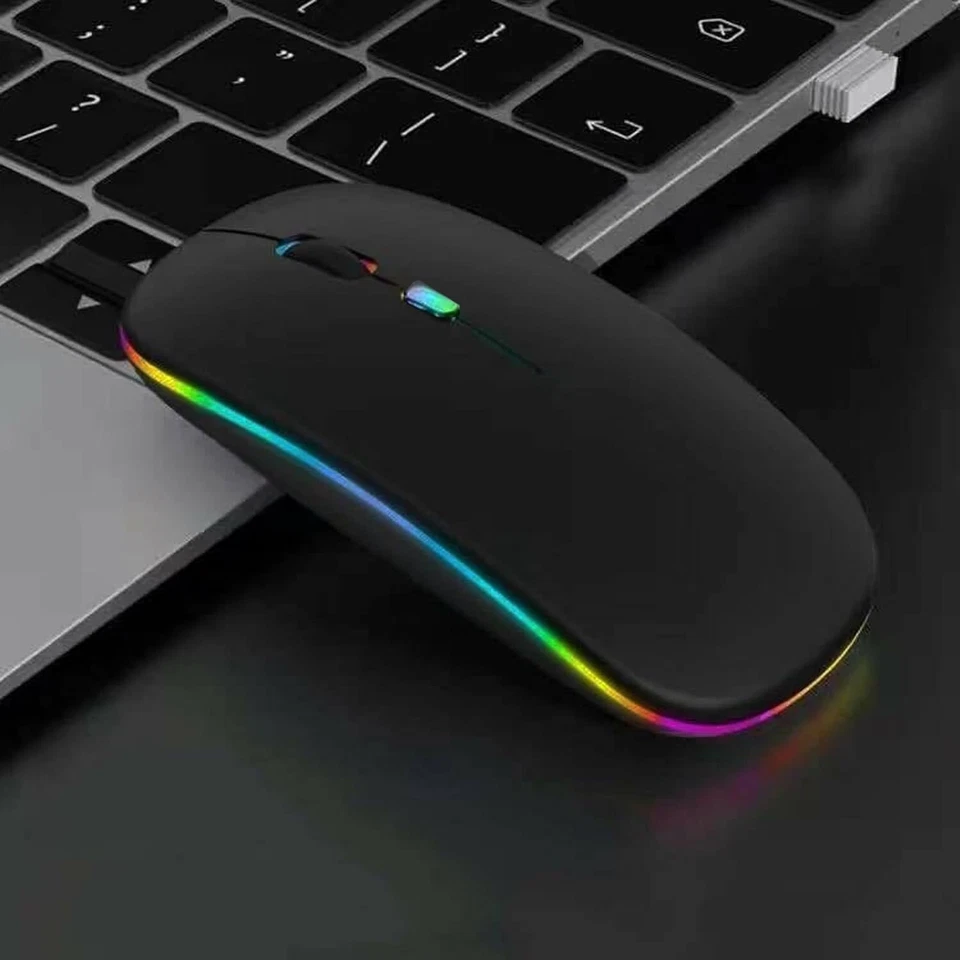 RHEA- Wireless Bluetooth Mouse,Led Dual Mode Rechargeable Silent Slim Laptop Mouse