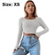 thumbnail image 2 of Camisetas de manga larga con cuello cuadrado para mujer, camisetas cortas ajustadas y sexys de punto, varios tamaños, 2 of 7