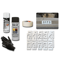 Curb-N-Sign Curb Painter Kit: 0-9 Flexible Plastic 4" Stencils, Black/White Paint, Gloves