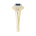 thumbnail image 3 of ANGARA Natural 1 Ct Aeon Sapphire & Diamond Floral 3 Stone Engagement Ring in 14K Yellow Gold for Women (Size-6mm) | September Birthstone, Anniversary, Jewelry Gift for Women | Natural Sapphire Ring, 3 of 10
