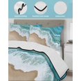 thumbnail image 4 of Quilts Twin XL Size, Turquoise Ocean Soft Comforter Bedding Set for Bed, Gradient Brown Shore Sandy Beach Abstract Lightweight Quilted Bedspread with Pillow Cover(2 Pieces) for All Season, 68x98 Inch, 4 of 6