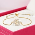 thumbnail image 2 of SUSHANG 26 Letters Rhinestone Bracelet Initial A Z 26 Alphabet Letters Zircon Charms Gold Plated Copper Adjustable Bracelets for Women 26 Alphabet Letters Bracelet Delicate Bracelet, 2 of 4