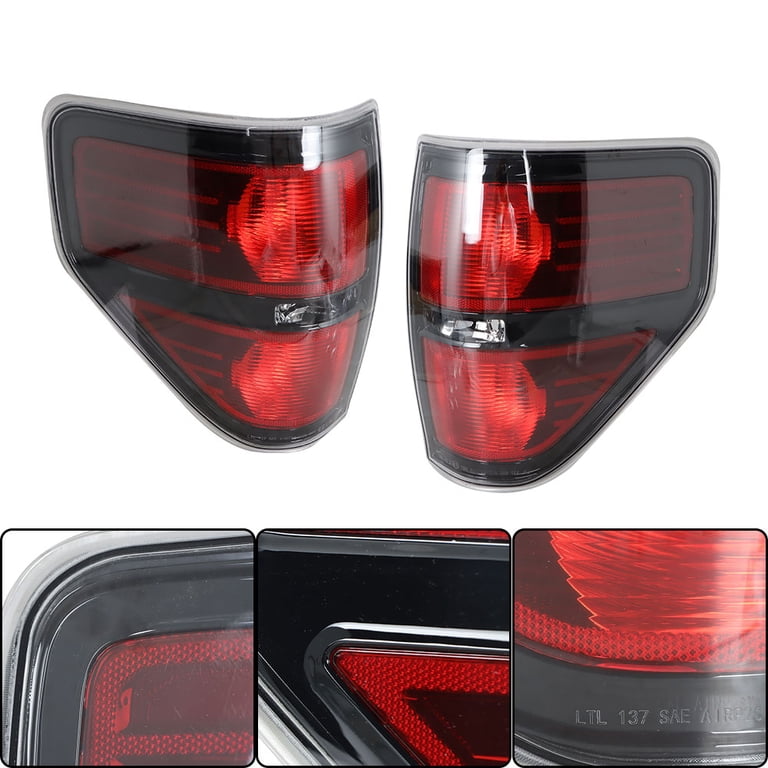 Smoke LED Tail Lights – For 2009-2014 Ford F-150 – Tube Style, Black Housing – G-PLUS Brand