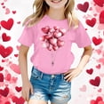 thumbnail image 2 of XUELUO Big Girls T-Shirts Round Neck Short Sleeve Multi Heart Balloon Tshirts Soft Adorable Valentine' S Day Summer Girl Tops, 2 of 4