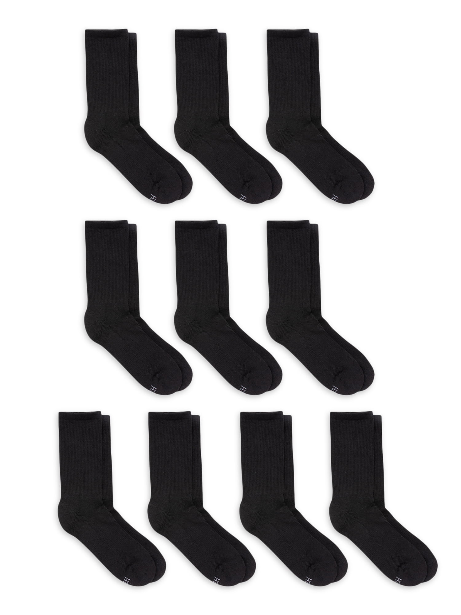 Hanes Boys Double Tough Durability Crew Socks, 10 Pack, Sizes SL