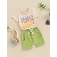 thumbnail image 3 of Suealasg Toddler Boys Father's Day Clothes 6M 1T 2T 3T Baby Summer Casual 2Pcs Outfits Letter Print Short Sleeve T-Shirts Tops Elastic Waist Shorts Set, 3 of 7