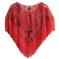 thumbnail image 3 of HNMKIU Wraps Elegant Women's Evening Sequin Cape Shawl Soft Dress Wrap for Formal Occasions Red,One Size, 3 of 3