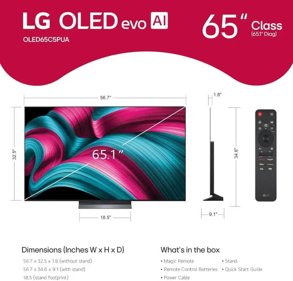 LG OLED evo AI 4K Smart TV w/A9 Gen8, 144Hz, Dolby Vision/Atmos, HDR10, AI Upscaling, Alexa, Filmmaker Mode + UAX 4K HDMI Cable + CPS 24-Mo Protection + Streaming Bundle (42, Inches)