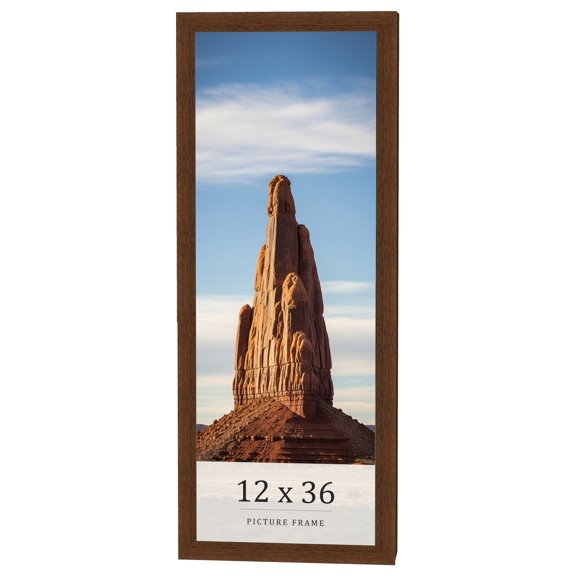 12x36 Brown Real Wood Picture Frame Width 1.25 inches | Interior Frame Depth 0.5 inches | Galvin