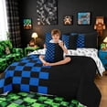 thumbnail image 5 of Meiyoeat Checkerboard Pattern Queen Bedding 7pcs for Adults, Classic Chess Print Bedding Comforter Set Queen, Blue Black, 5 of 6