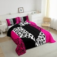 thumbnail image 3 of Manfei Animal Print 2pcs Bedding Comforter Set,Love Heart Print Twin Comforter Sets,Black Pink Breathable Bedding Set,Ultra Soft Abstract Home Decor,Reversible, 3 of 8