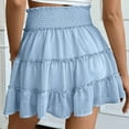 thumbnail image 6 of YDFCWXW Women Chiffon Skirts High Waist Ruffle Mini Skirts Tennis Golf Skirt Boho Summer Tiered Skirts with Built-in Shorts Light Blue, XXL, 6 of 6