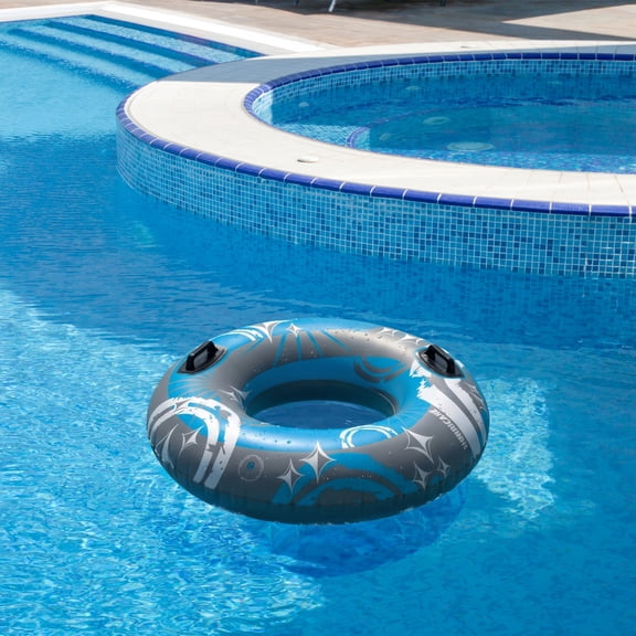 Swim Central 50" Inflatable 1-Person Swimming Pool Hurricane Sport Inner Tube - Blue/Gray