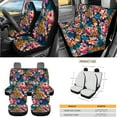 thumbnail image 3 of Jeiento Tropical Flower Leaves Car Seat Covers Set of 15 Steering Wheel Covers Seat Belt Shoulder Pad Vehicle Trash Can Automotive Vent Pouch Box Rear View Mirror Decorative Cover Coaster Keychain, 3 of 7