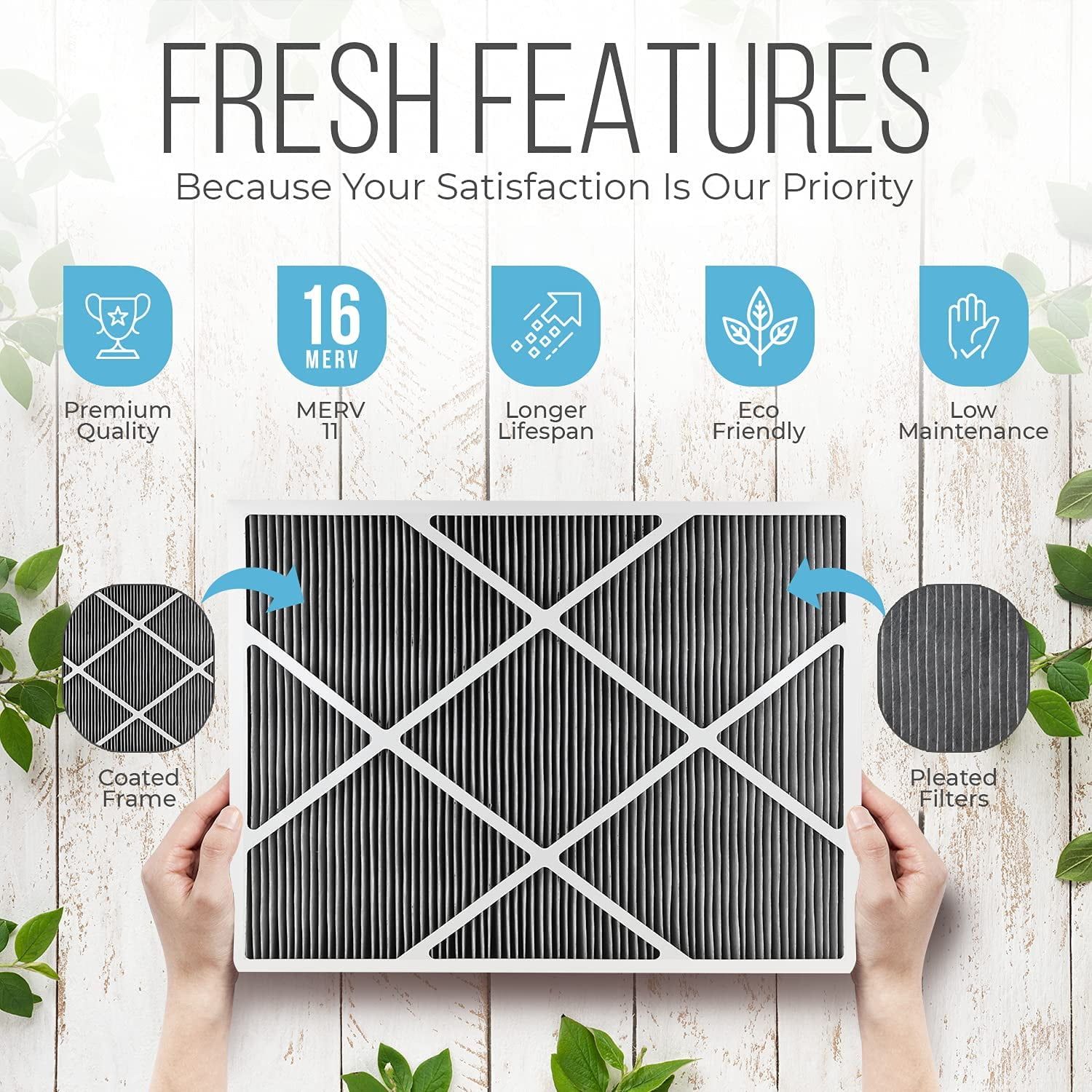 Lennox X6675 Furnace Filters, Carbon Clean Healthy Climate 20x25x5 Air Filter Replacement Merv 16 Filter Media with Homequip Disposal Bag (2 Pack)