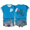 thumbnail image 1 of Mujeres Océano Impresión Casual Top, Manga Corta Cuello Redondo Blusa para la Primavera Y el Verano de Uso, Camiseta de Moda, Toda la Temporada de la Fiesta, 1 of 2