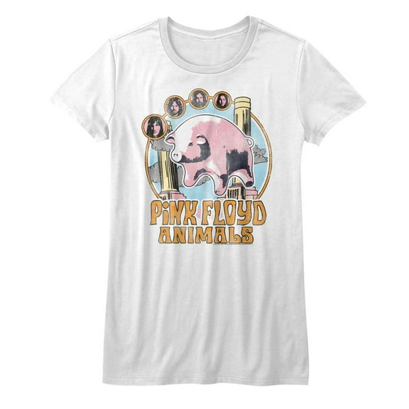Pink Floyd Circle Pig White Junior Women's T-Shirt