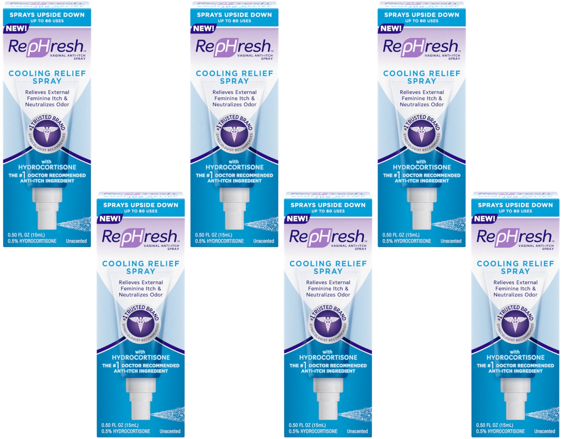 6 Pack RepHresh Cooling Relief Spray, 0.5 Ounce