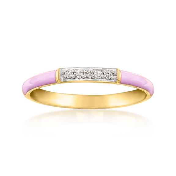 Ross-Simons Pastel Purple Enamel Ring With Diamonds in 18kt Gold Over Sterling, Women's, Adult
