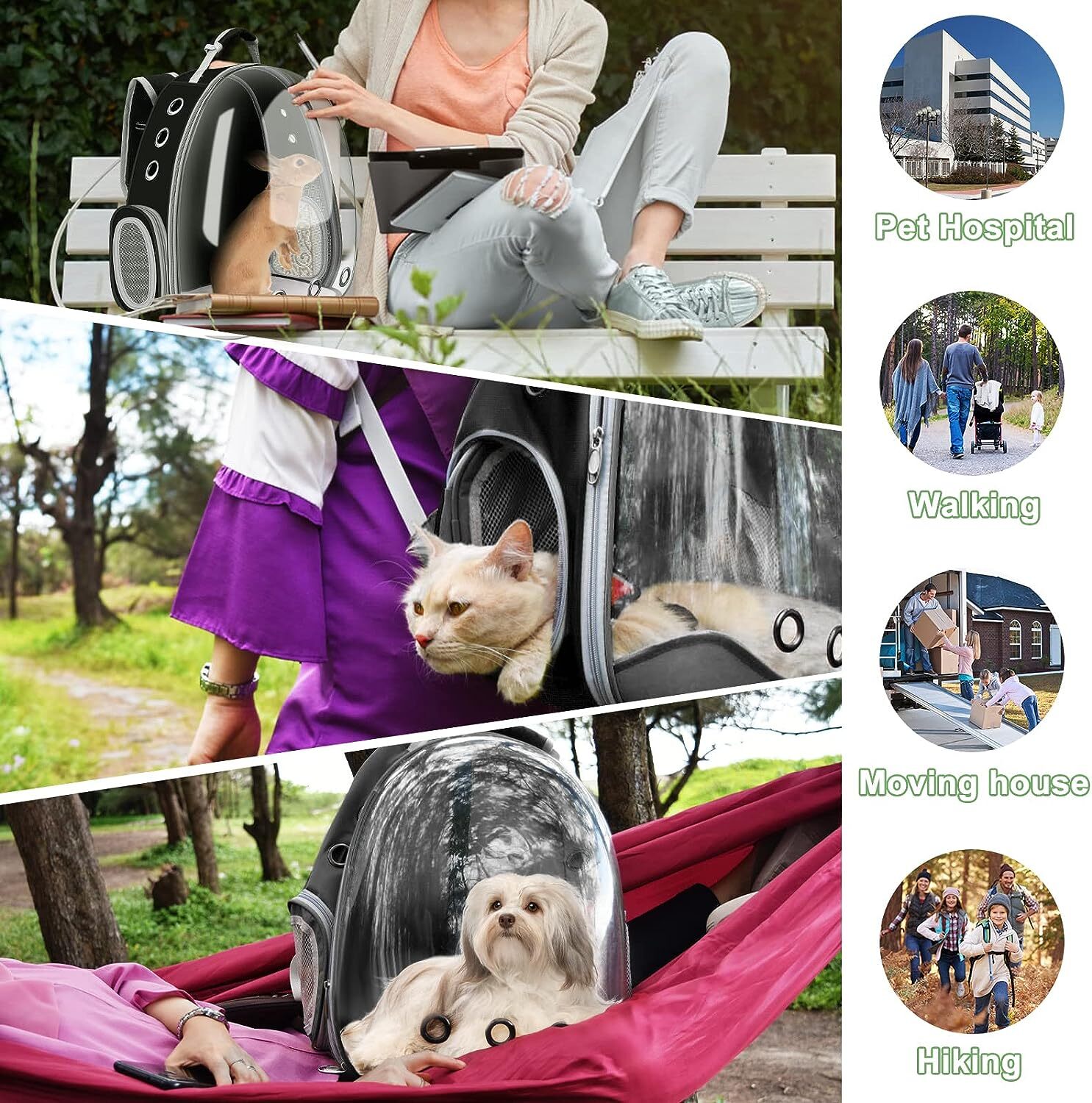 Wattne Backpack Carrier/Bubble Carrying Bag for Small Medium Dogs Cats, Space Capsule Pet Carrier for Hiking, Travel, Airline Approved - Black