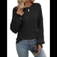 thumbnail image 1 of Camiseta Holgada Informal de Cuello Redondo y Larga Acanalada para Mujer, Ideal para y Otoño Negro XL, 1 of 8