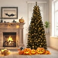 thumbnail image 4 of Patiojoy 7 FT Artificial Halloween Tree Pre-lit Pencil Tree with 818 Branch Tips 350 Warm White LED Lights, 4 of 9