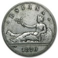 thumbnail image 1 of 1870 Spain Silver 5 Pesetas VF, 1 of 2