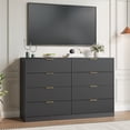 thumbnail image 3 of YouTrend Black 8 Drawer Dresser with for Bedroom,Modern Adult Fluted Wood Chest of Drawer with Golden Embedded Handles for Living Room,Hallway, 3 of 13