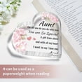 thumbnail image 5 of Heart Shaped Acrylic Decoration 3.9X3.9 Inch Floral Design Aunt Birthday Thank You Gift Elegant Tabletop Decor for Mothers Day Valentines No Assembly Needed Durable Keepsake, 5 of 5