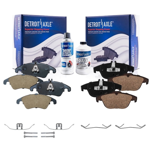 Detroit Axle - Brake Pads for Mercedes-Benz C250 C300 C350 E350 E400 E550, Front and Rear Ceramic Brake Pads w/Hardware Replacement