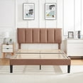 thumbnail image 3 of VECELO Full Size Platform Bed Frame, Velvet Upholstered Bed Frame with Adjustable Headboard, No Box Spring Needed, Easy Assembly, Coffee, 3 of 9