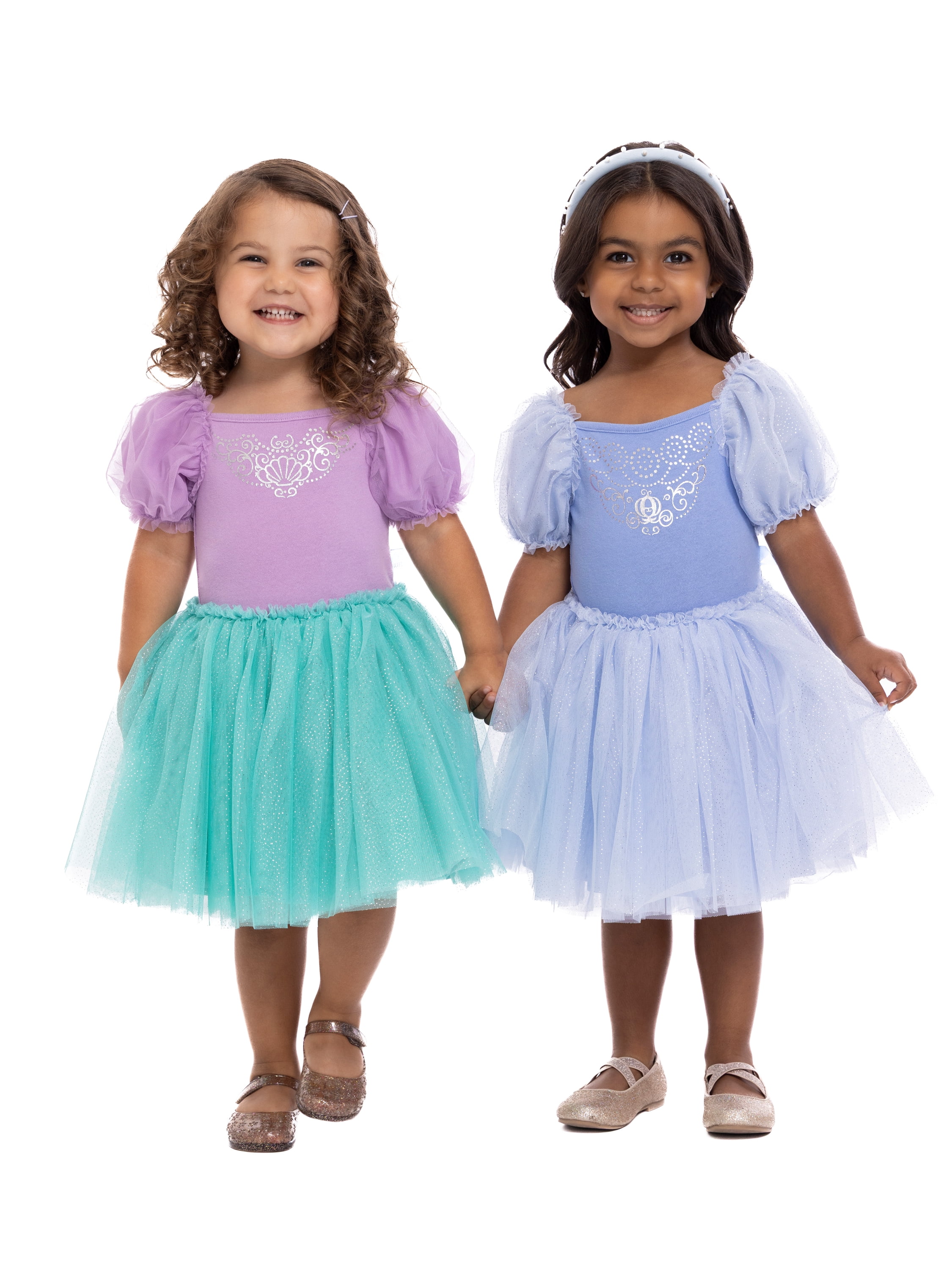 Disney Princess Toddler Girls Ariel Cosplay Tutu Dress with Puff Sleeves, Sizes 12M-5T