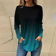 thumbnail image 2 of Weekend ! ChaoHeng Womens Tops Long Sleeve Plus Size ,Womens Round Neck Printing Fall Blouses Fashion Smocked Long Sleeve Shirts Tops(Green,L), 2 of 5