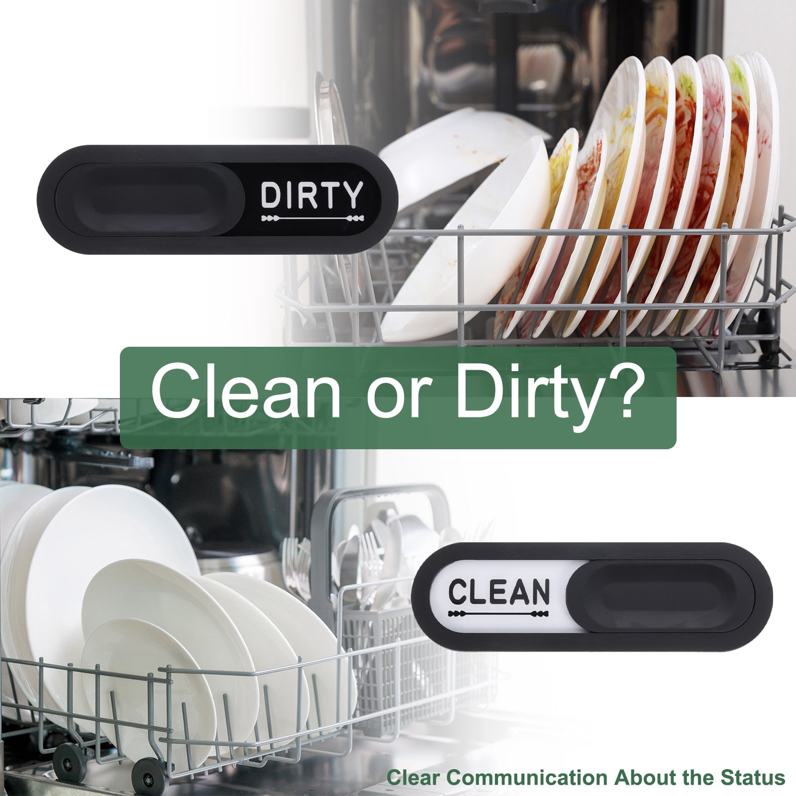 Unique Bargains Dishwasher Magnet Clean Dirty Sign Dishwasher Hotel Magnet Black