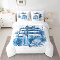 thumbnail image 2 of Feelyou Women Fashion Perfume Comforter Set 7pcs, Blue Groovy Flower King Bedding Sets, 2 of 8