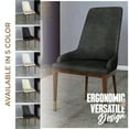 thumbnail image 6 of LeisureMod Modern Dining Chair Upholstered in Leather with Brown Rubberwood Legs Accent Kitchen Room Side Chairs Viva Series in Mocha Brown, 6 of 11