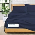 thumbnail image 4 of Grand King Size Sheet Set, 600 Thread Count, 100% Pima Cotton – Soft & Durable Bedding Deep 14-16 Inch Mattresses, Soft & Durable Bedding Grand King Size (Stripe, Navy Blue), 4 of 5
