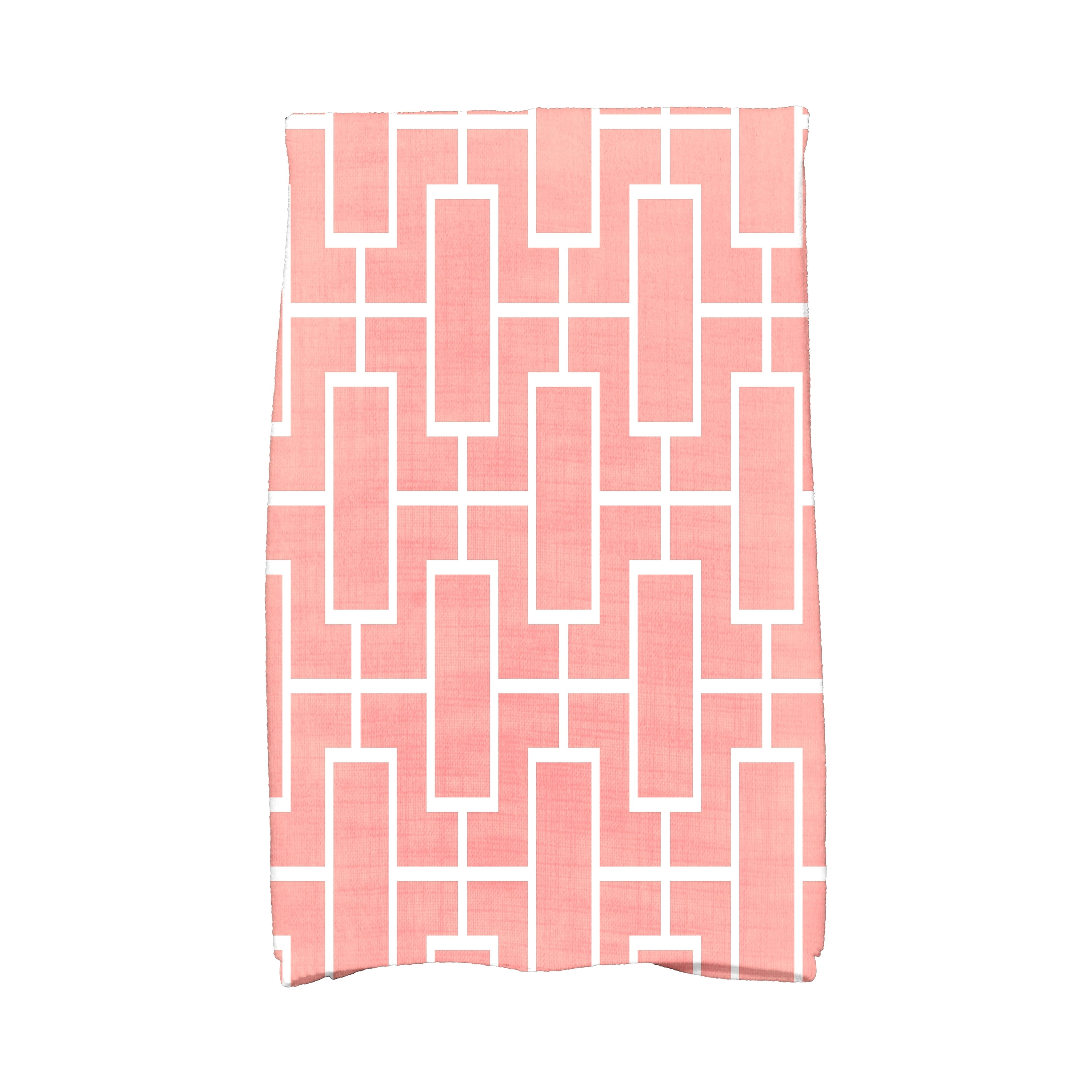 Simply Daisy, 16 x 25 inch, Screen Lattice, Geometric Print Kitchen Towel, Pink/Fushcia