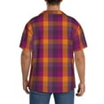 thumbnail image 3 of Yiaed Orange and Purple Plaid Print Mens Casual Wrinkle Free Shirts Short Sleeve Button Down Summer Stretch Dress Shirt-Small, 3 of 5