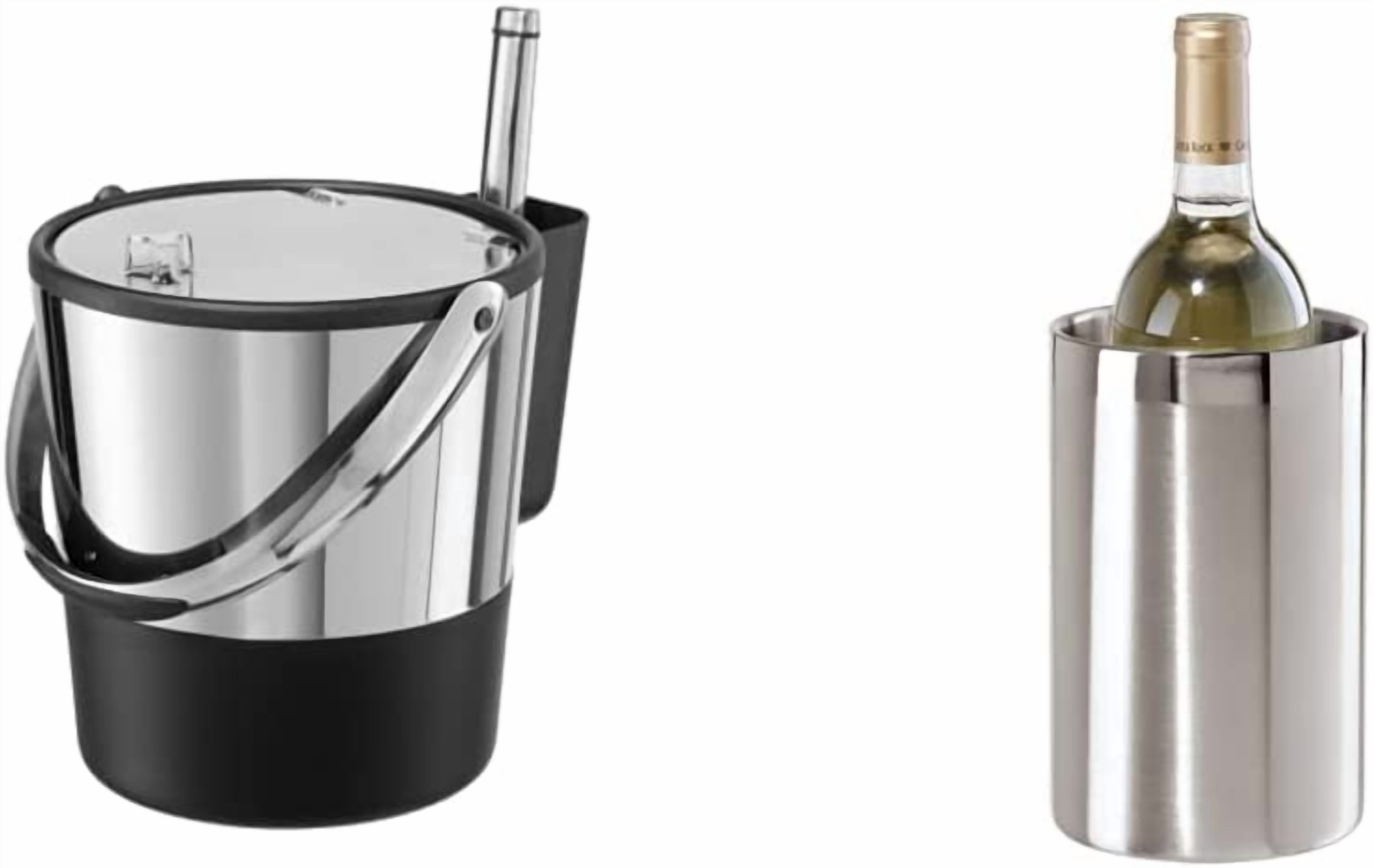 Stainless Steel Ice Bucket with Integrated Scoop Holder, Double-Walled Insulated Ice Bucket with Lid & Scoop, Modern Black & Silver Bar Tool for Party