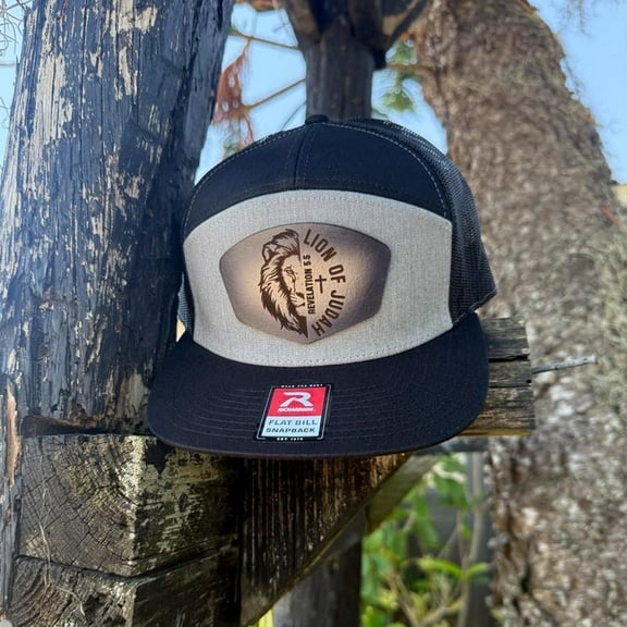 Lion of Judah Hat – Richardson 168 Snapback – Leather Patch Christian Flat Bill Hat
