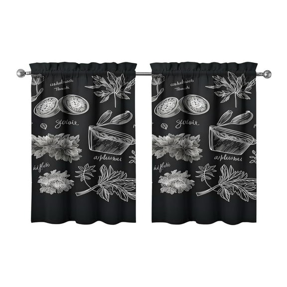 Vintage Kitchen Food Cooking Chef Tier Cafe Curtains for Bathroom Living RV Rod Pocket Window Drapes 36 Inch 2 Panels Set 28"x36" 2 Panels Window Treatment Tiers