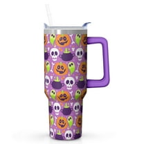 40oz Halloween Tumbler with Handle, Scary Ghost Pumpkin | Print | Halloween Gifts for Women & Men | with Lids and Straws | Stainless Steel Insulated | Coffee Travel Mug