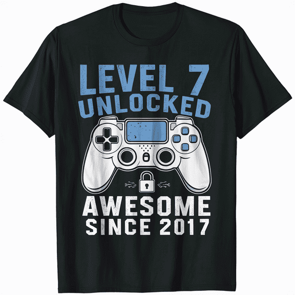 7th Birthday Video Game Level 7 Unlocked Celebration T-Shirt